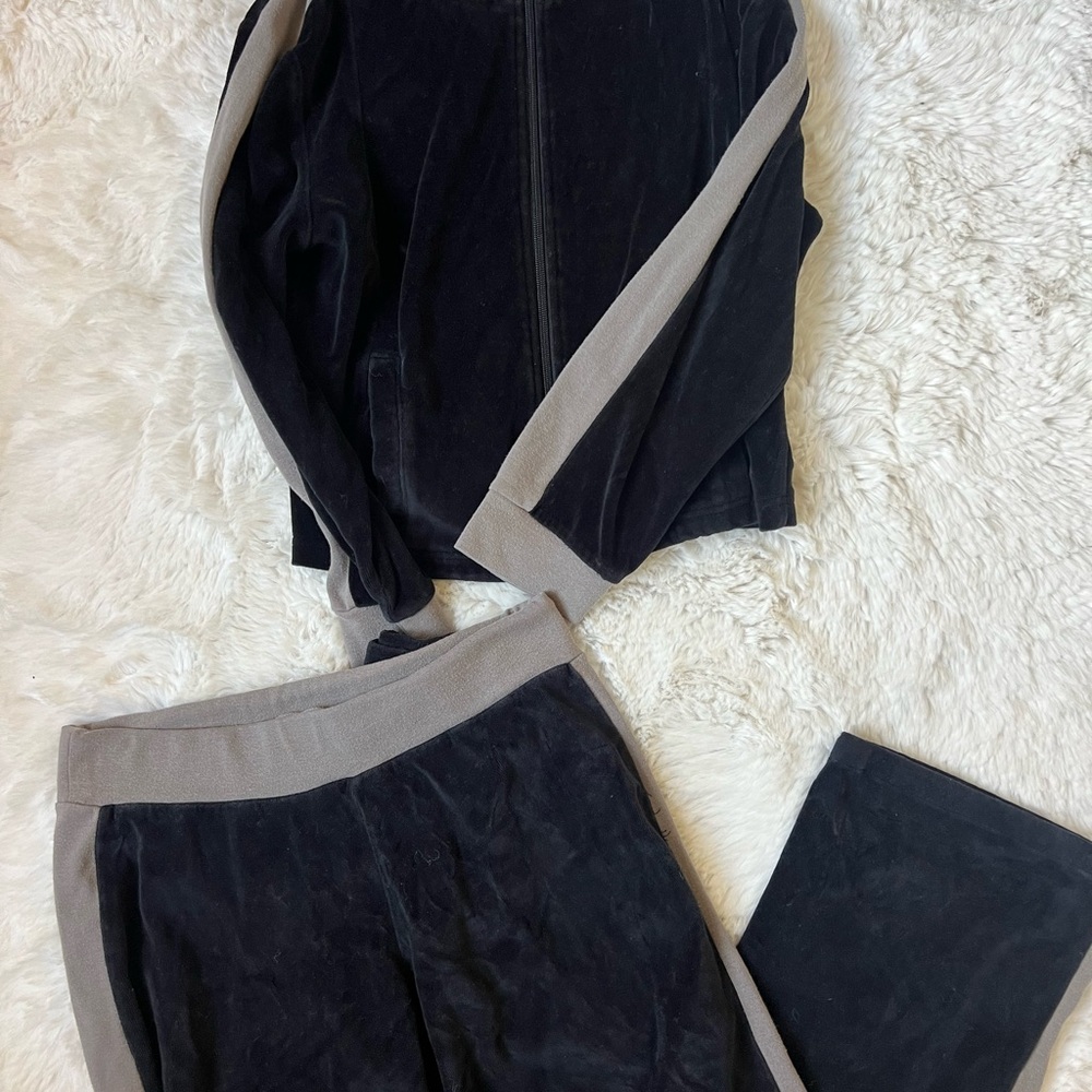 Vintage Black and Gray Velour Tracksuit